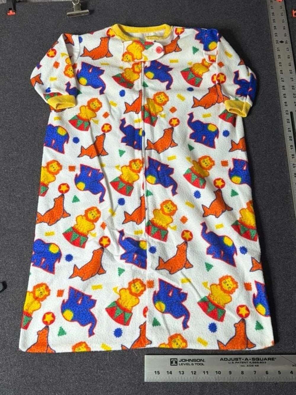 Vintage Toddle Time Circus Animal Print Sleep Sack Zipper Gown